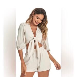 2 Piece Lantern Sleeve Outfit